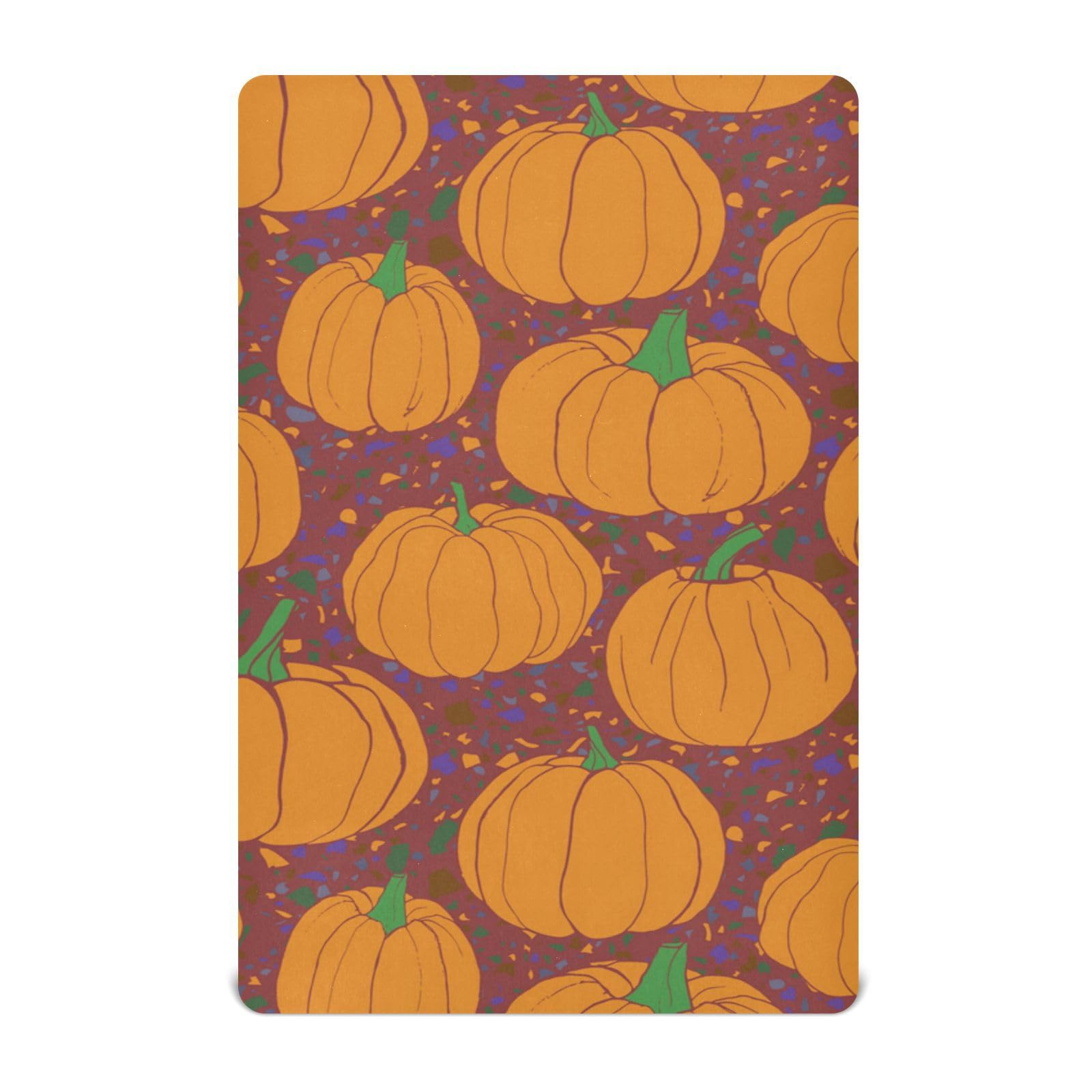 Moudou Autumn Harvest Pumpkin Playard Sheet for Boy Girls, Soft Breathable Fitted Toddler Sheet for Standard Playard Bed Mattress, 39 x 27 x 5 Inch