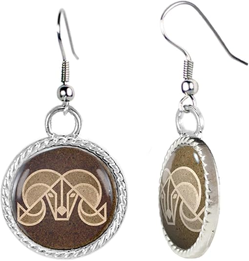 Minimalist Aries Ram Zodiac on Textured Background Earrings