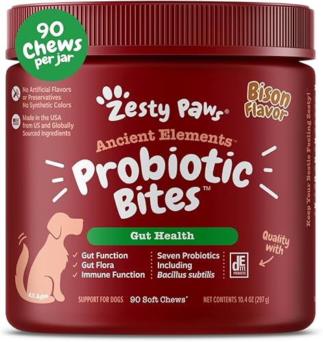 Miniatura 10 de Zesty Paws Probiótico para perros – Probióticos para la flora intestinal, salud digestiva, diarrea ocasional y soporte intestinal – Clínicamente