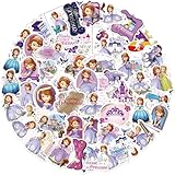 50pcs Sofia Princess Stickers for Water Bottle, Cute Cartoon Disney Princess Waterproof Vinyl Decal for Adult Kids Phone Computer Notebook Laptop Travel Case Guitar Skateboard Scrapbook