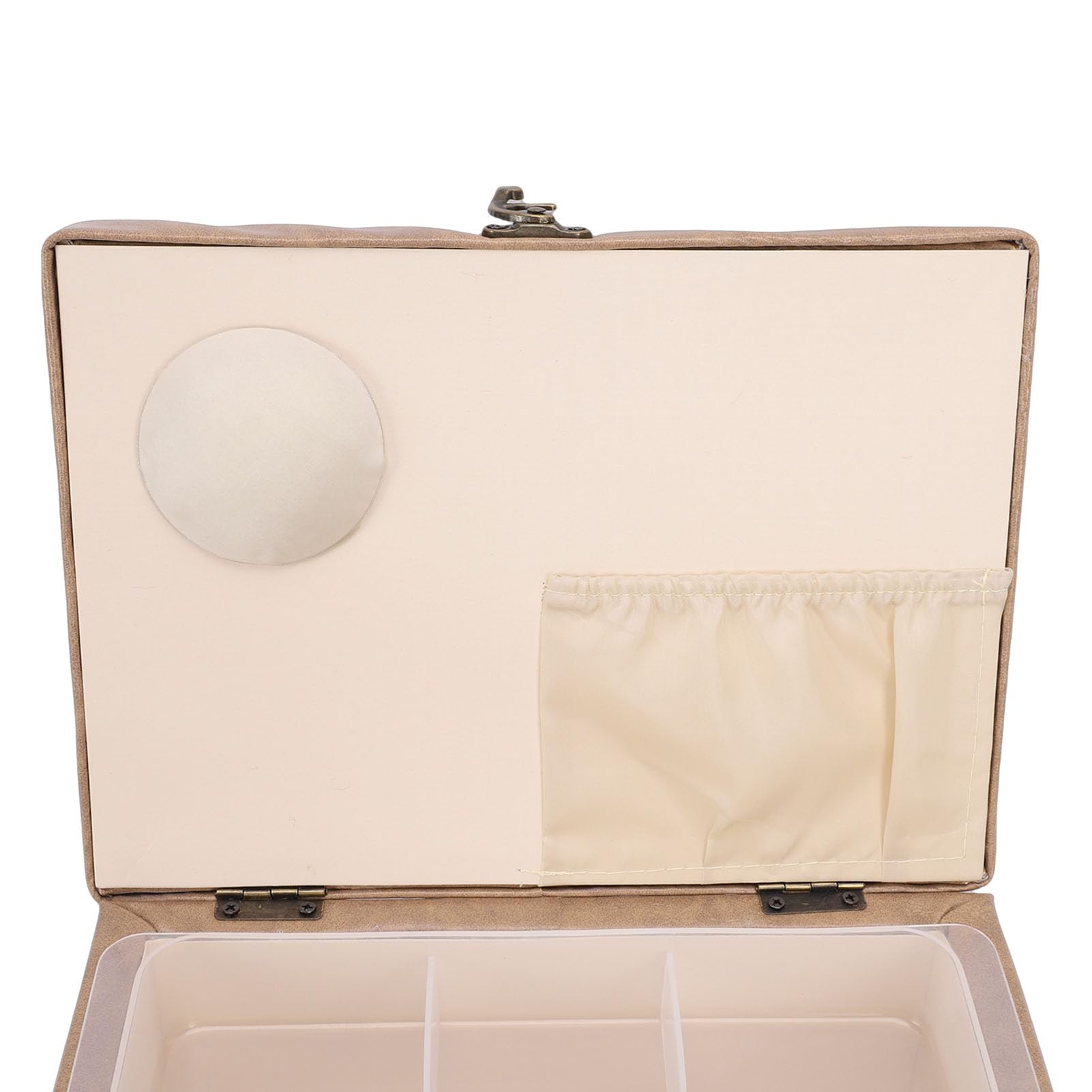 Leder-Nähkorb aus Holz, Tragbare Aufbewahrungsbox für Nadelfaden-Nähset-Werkzeuge, Vintage-Näh-Tragetasche mit Robuster Konstruktion, Ideal Zum Nähen von Heimwerkerbedarf