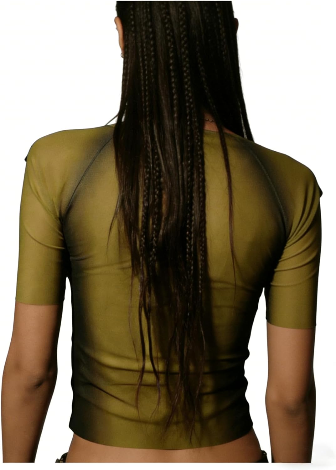 GORGLITTER Women's Short Sleeve Sheer Mesh Crop Tops Y2K See Through Letter Tees Summer Going Out Tops - Image 2