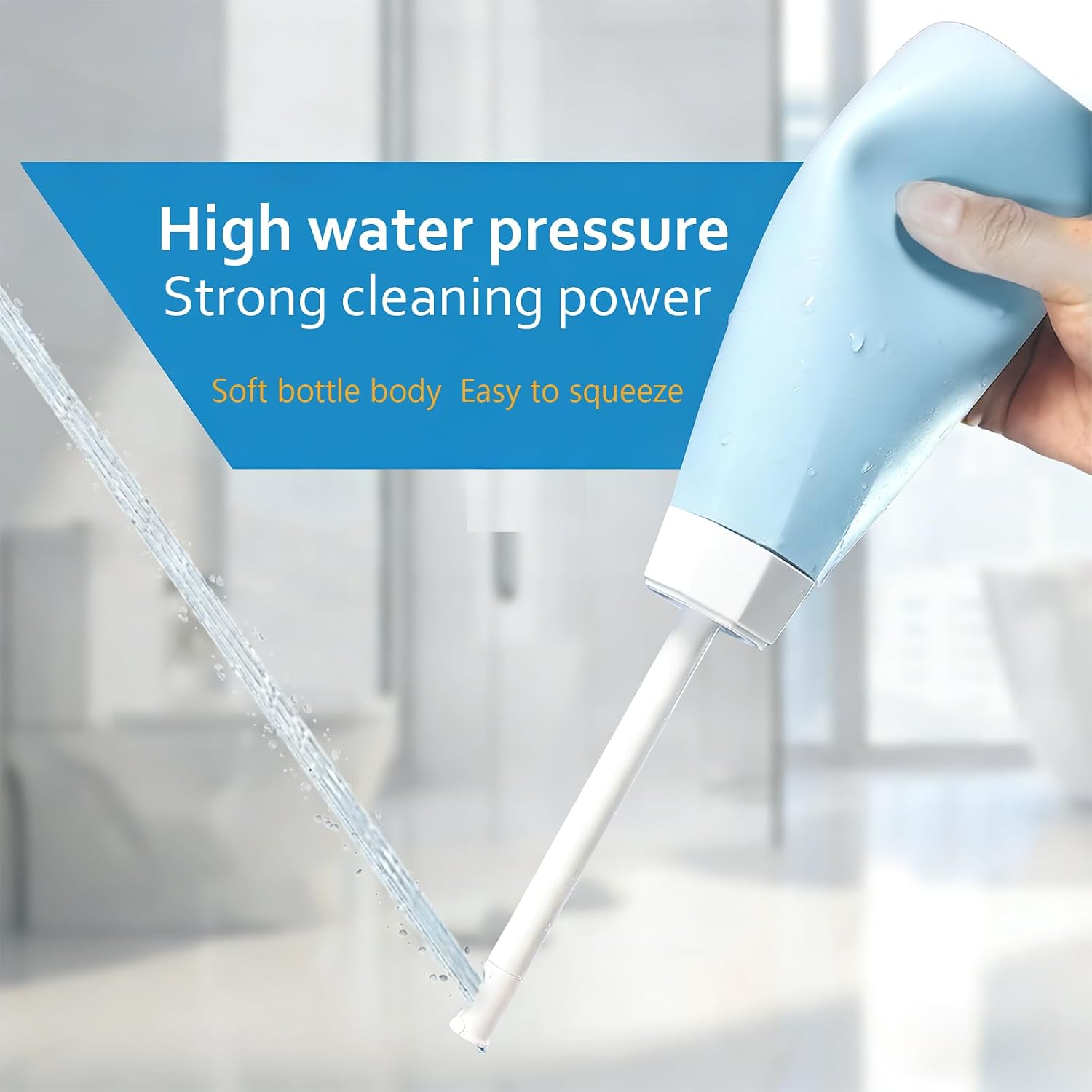 Portable Bidet for Travel FDA&CE Certified 450ml(15oz) Dual Nozzle 3 Leak-Proof Seals peri Bottle Postpartum Handheld Bidet for Women Light Blue