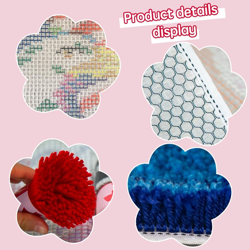 DL-YTG Latch Hook Kits Rug American Flag Crochet Yarn Cushion Colour Pre-Printed Canvas Cover Rug Needlework DIY Hook and Latch Kit Christmas Home Decoration 52x38cm/20 X15inch