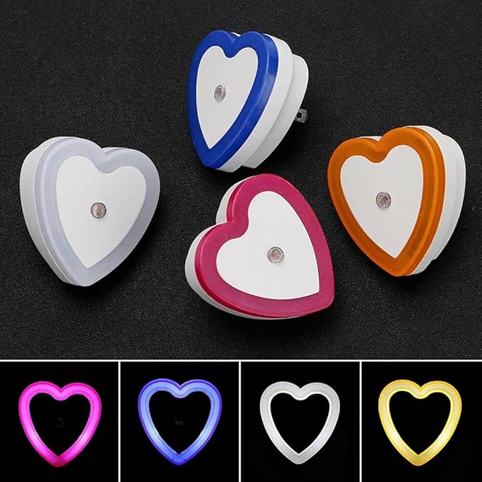 Jowxsx Jowxsx 0.5W Plug-in Auto Sensor Control LED Night Light Lamp Bedroom Hallway Heart Shaped Wall Lights (Pink) photo 3