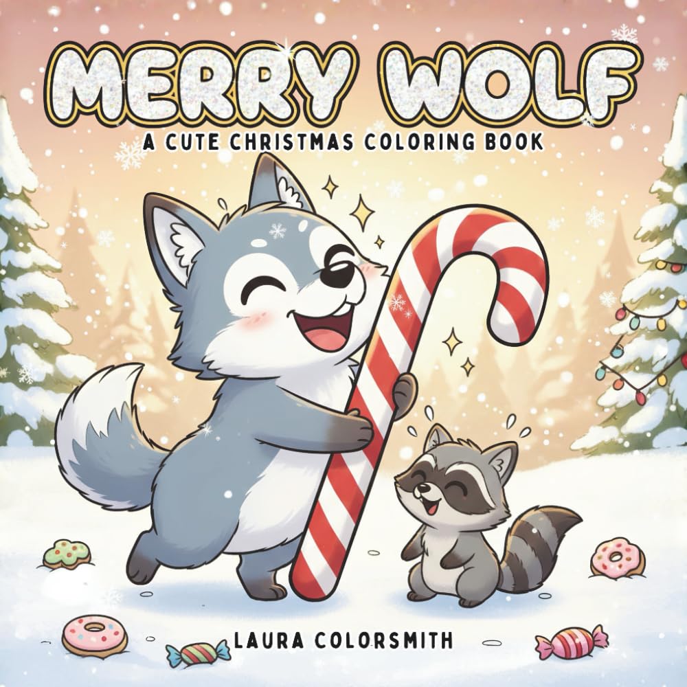 Merry Wolf - A Cute Christmas Coloring Book: Festive and Cute Christmas Coloring Book Filled with Playful Wolves, Cozy Holiday Scenes, and Fun Winter ... Kids and Adults (Coloring Book for Christmas)