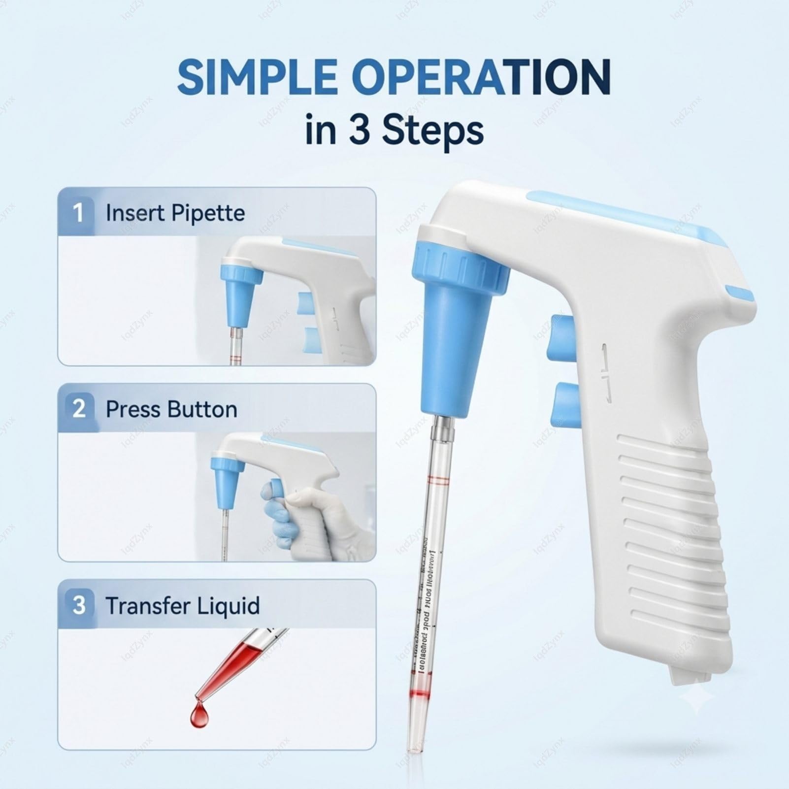 Controller Digitale per pipetta elettrica, riempitrice motorizzata per Pipette con Schermo LCD, Controllo a 6 velocità, pipetta Automatica da 0,1-100 ml per Laboratorio di Ricerca