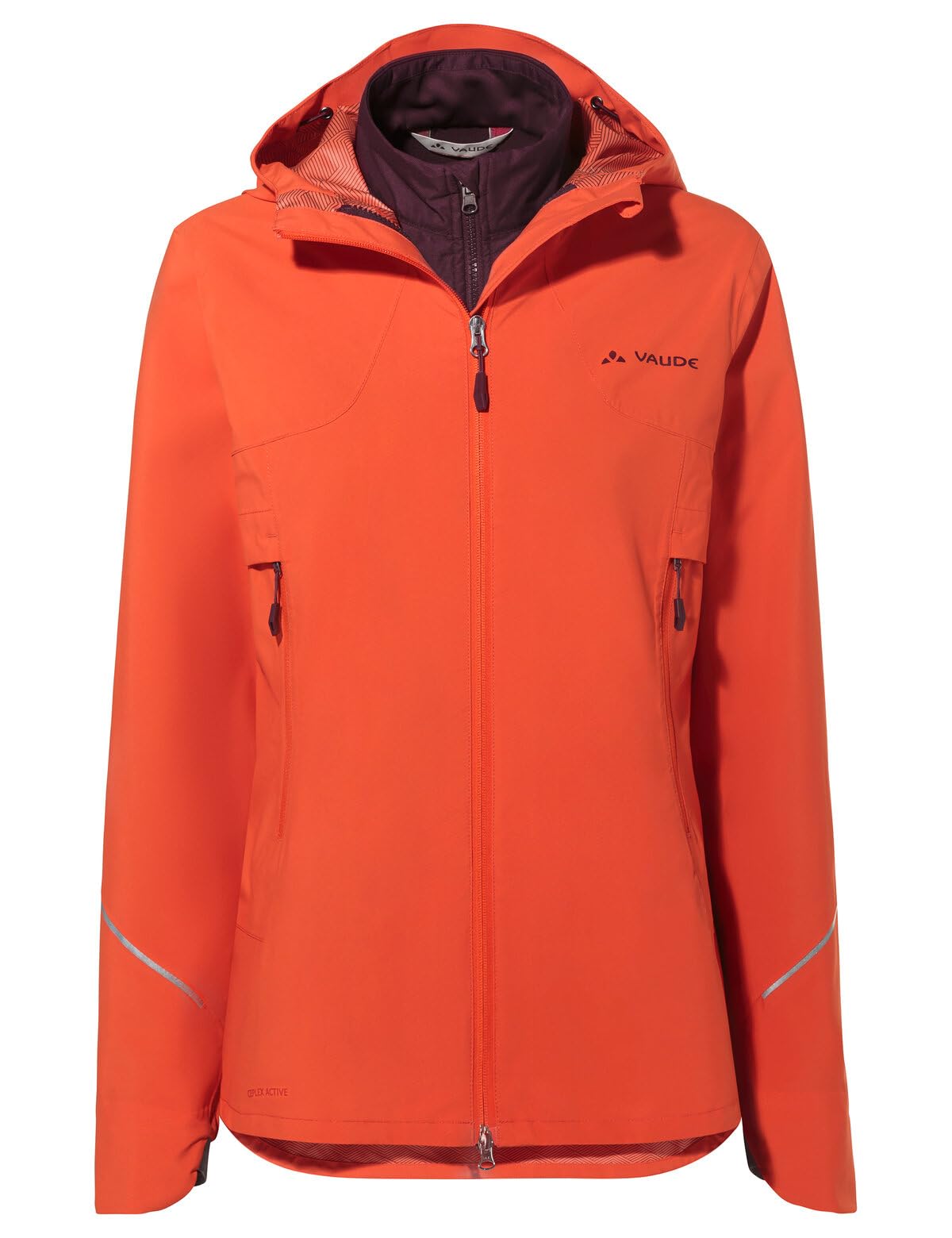 VAUDE Yaras 3in1 Doppeljacke Damen Fahrrad wasserdicht, Glowing Red, Gr. 36