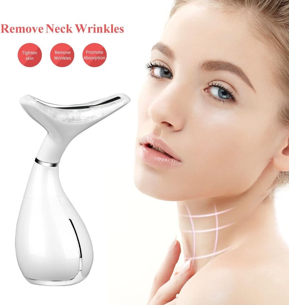 Beauty Device Neck&Face Wrinkle Removal With Blue Green Red LED Light and Heat Massage Therapy Anti Aging Skin Care Product