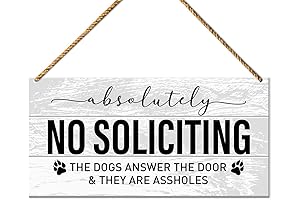 Funny No Soliciting Sign for Dog Owners, Beware of Dog Warning Sign for Protection