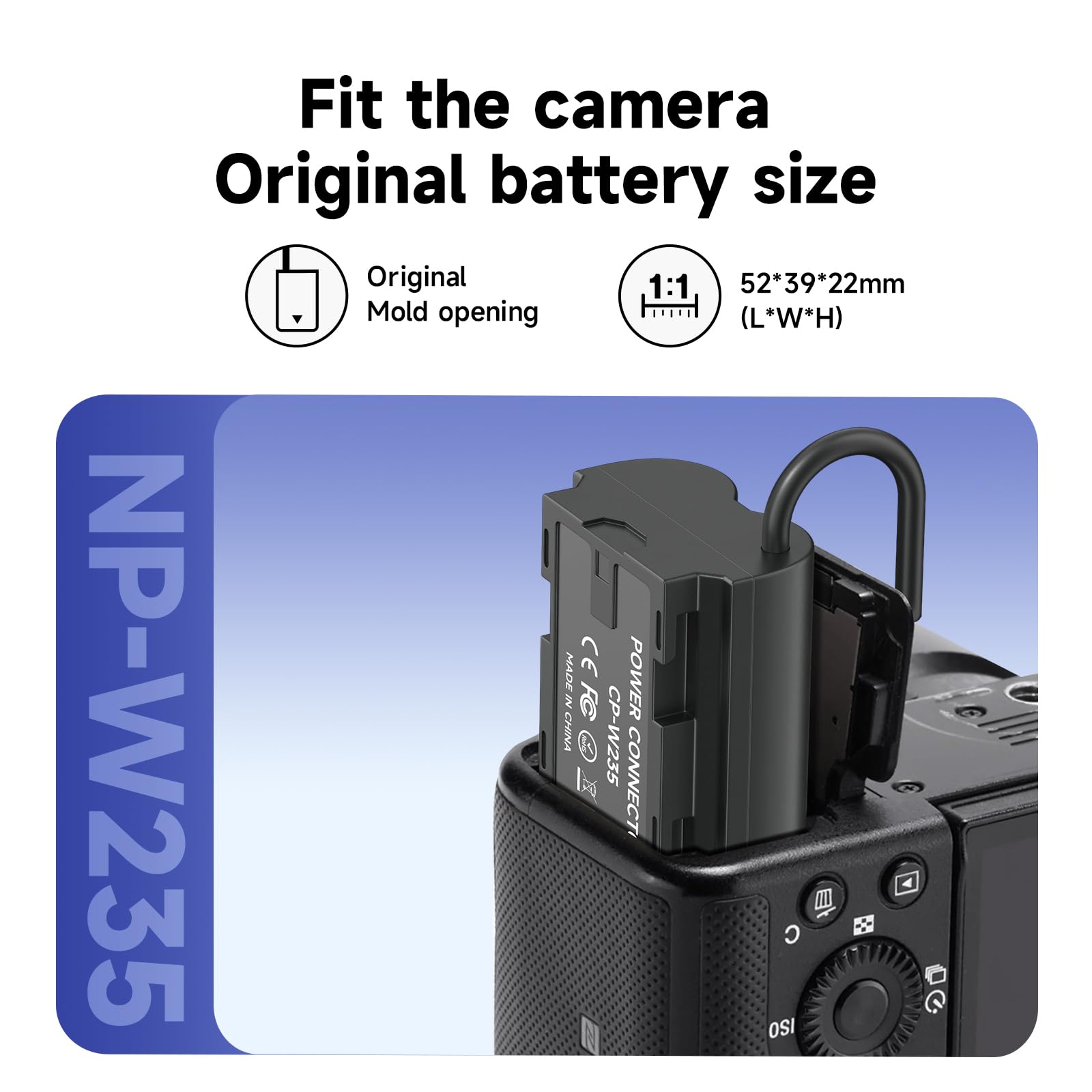 dummy battery NP-W235 con USB, acoplador de CC de repuesto para cámaras Fujifilm X-T5 X-T4 X-H2S X-H2 GFX50SII GFX100S VG-XT4 X-S20-4266 Adaptador de corriente de batería simulada