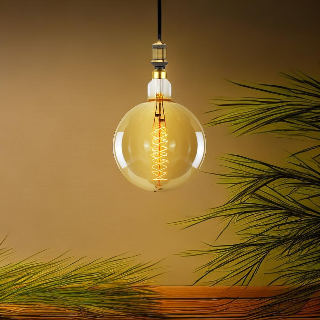 Giant Edison Bulb G200 Vintage Incandescent 60W Spiral Filament 110/130V E26 Big Size Light Bulb (G200)