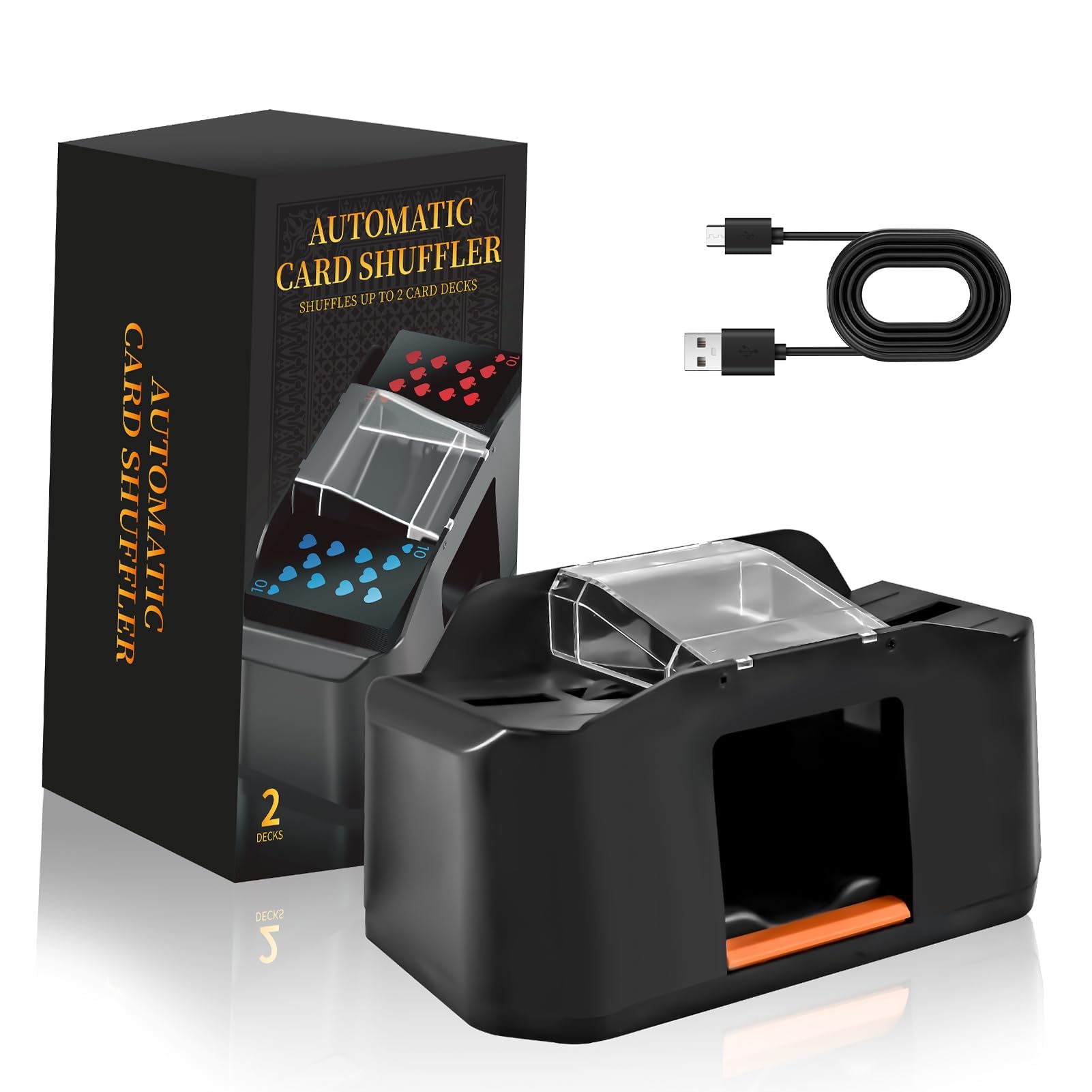 Mélangeur de cartes rechargeable 1/2 jeux de cartes 2000 mAh électrique UNO avec moteur à faible bruit, jeu de cartes de casino pour jeu de cartes Skip Bo, Poker, Phase 10