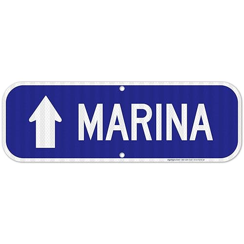 Marina with Arrow Upwards Sign, 6x18 Inches, 3M EGP Reflective .063 Aluminum, Fade Resistant, Made in USA