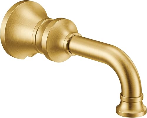 Moen S5001BG Colinet - Caño tradicional sin desviación para bañera con conexión CC deslizante, oro cepillado