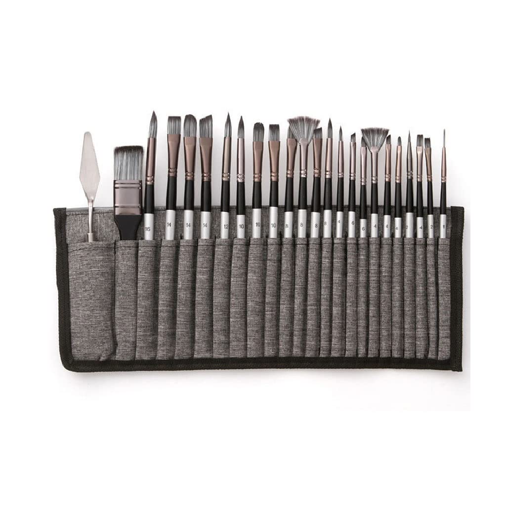 24 unids/Set Pelo de Nailon Mango de Madera Pincel de Acuarela Pluma limpiaparabrisas Pincel de Arte de Pintura acrílica
