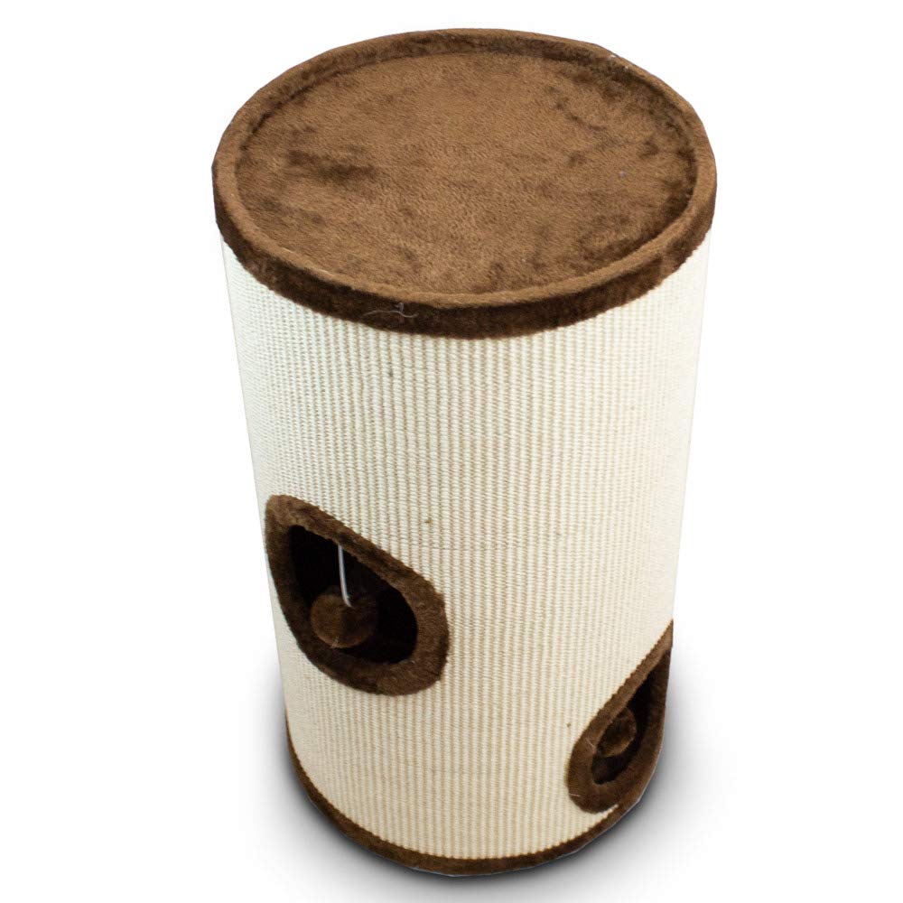 BITUXX® Sisaltonne Kratztonne Katzentonne Katzenbaum Katzenhöhle Kratzbaum mit Plüsch und Sisal … (70cm, Braun)