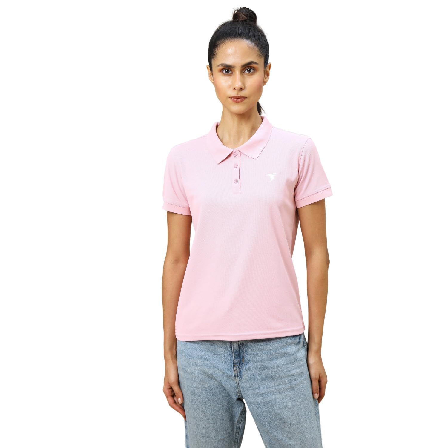 TECHNOSPORTWomens Polyester Slim Fit Solid Half Sleeve Polo Matpiq T-Shirt with Techno Dry, Anti Static for Regular Use