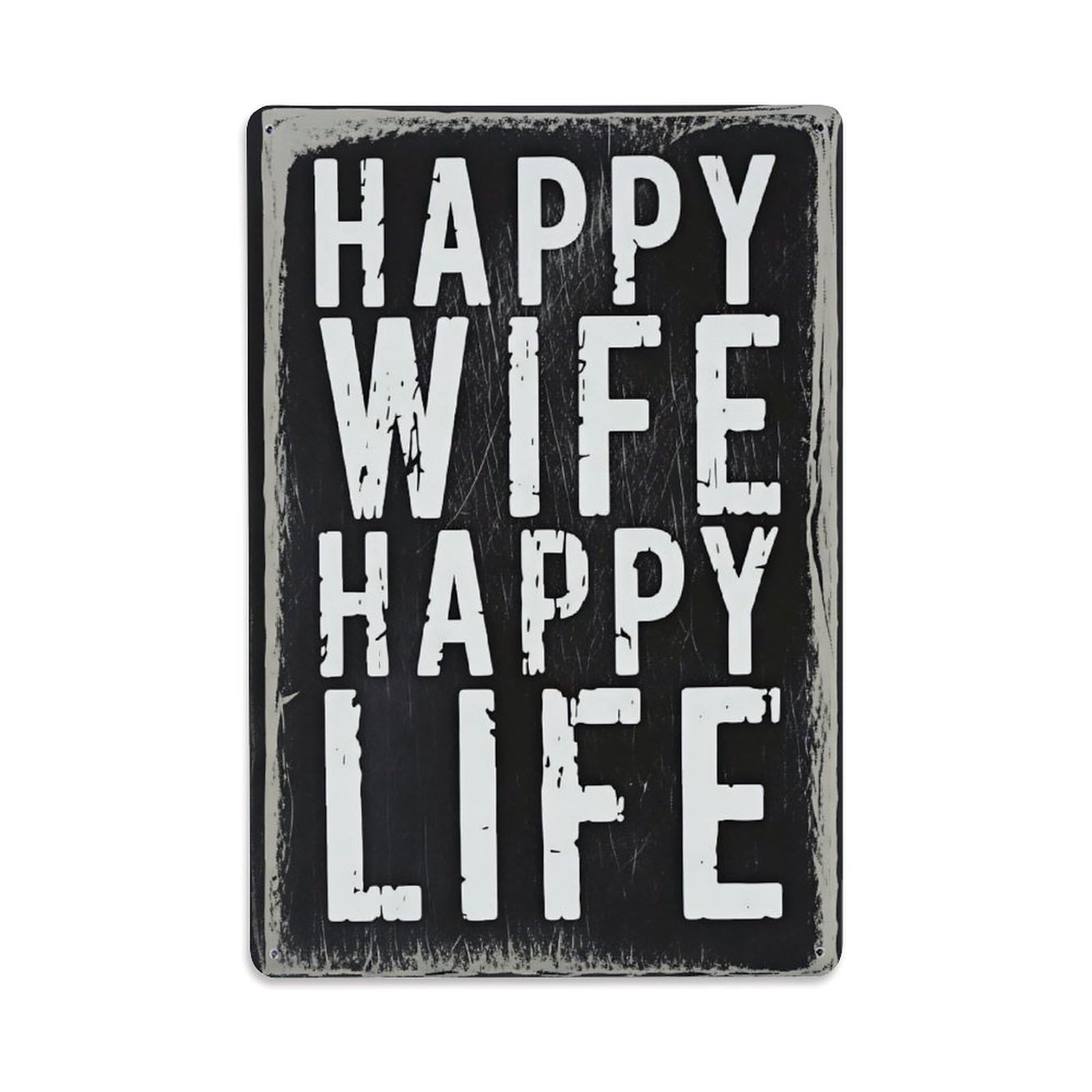 Ldfuieksufg Style Happy Wife Happy Life Vintage Home Decor Metal Sign Vintage Aluminium Metal Sign, Retro Wall Decor For Home, Bar, Garage & Farmhouse 30X20cm
