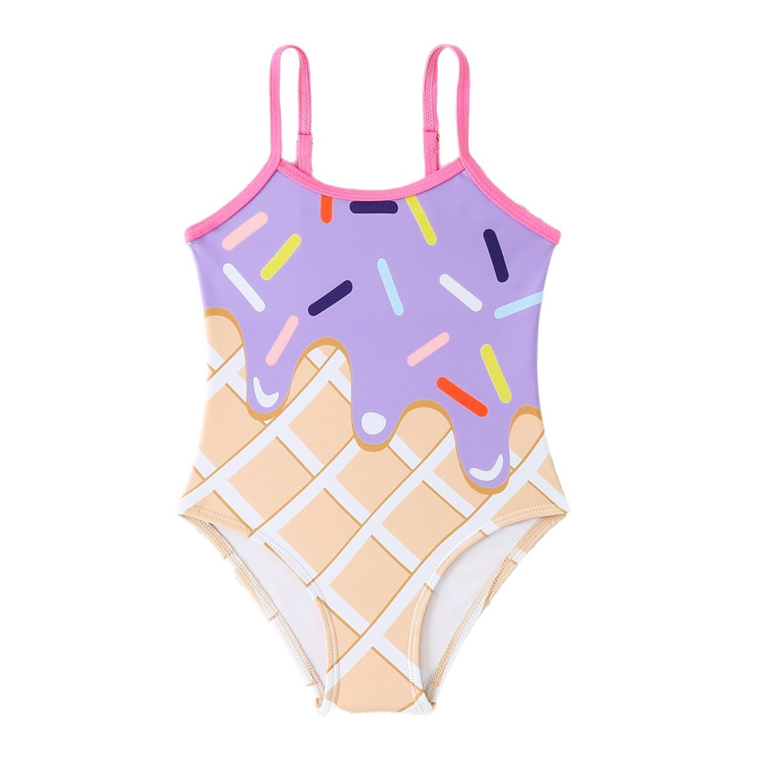 Generisch Bañador para niña Sunny con bonito estampado de flores, ideal para niños pequeños, niños y adolescentes, perfecto para la playa y la piscina en verano.