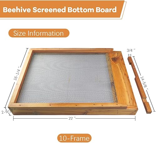 Miniatura 9 de Tablero inferior de colmena de 8 marcos, base de colmena de abeja Langstroth con reductor de entrada, sumergida en cera de abeja 100% (8 marcos)