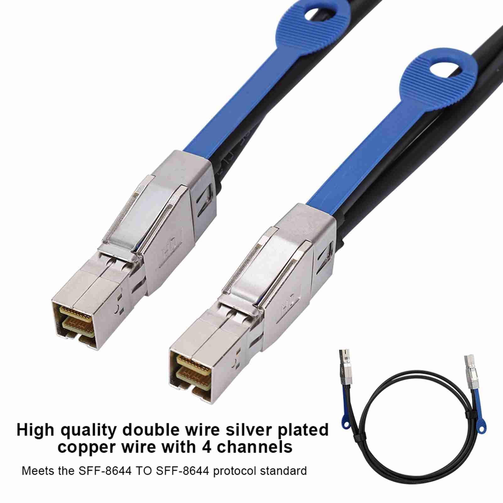 Cable de Conexión 4X MINISAS HD Transmisión de Datos de Alta Velocidad de 12 Gbps para Computación en la Nube 3.3 Pies
