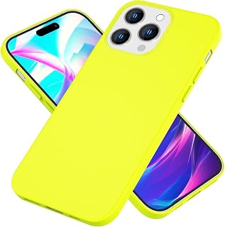 NALIA Carcasa Néon Compatible con iPhone 14 Pro Funda, Color Intenso Antideslizante Anti-Golpes Suave Goma, Delgado Cubierta Silicona Resistente Protectora Case Cover Robusta Estuche, Color:Amarillo