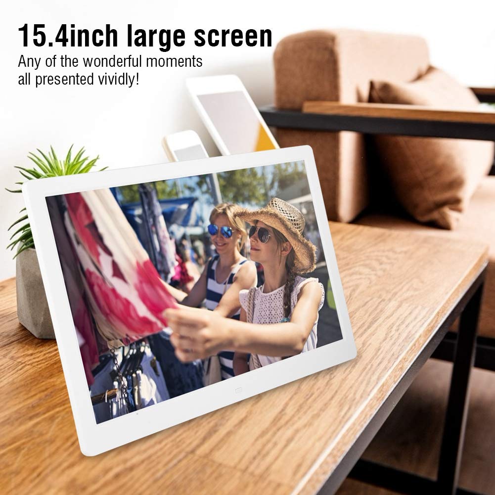 Cadre Photo Numérique 15,4 Pouces Grand Écran 1280 * 800 avec Télécommande - USB, Carte SD, Automatique, Photo, Musique, Vidéo, Horloge, Calendrier