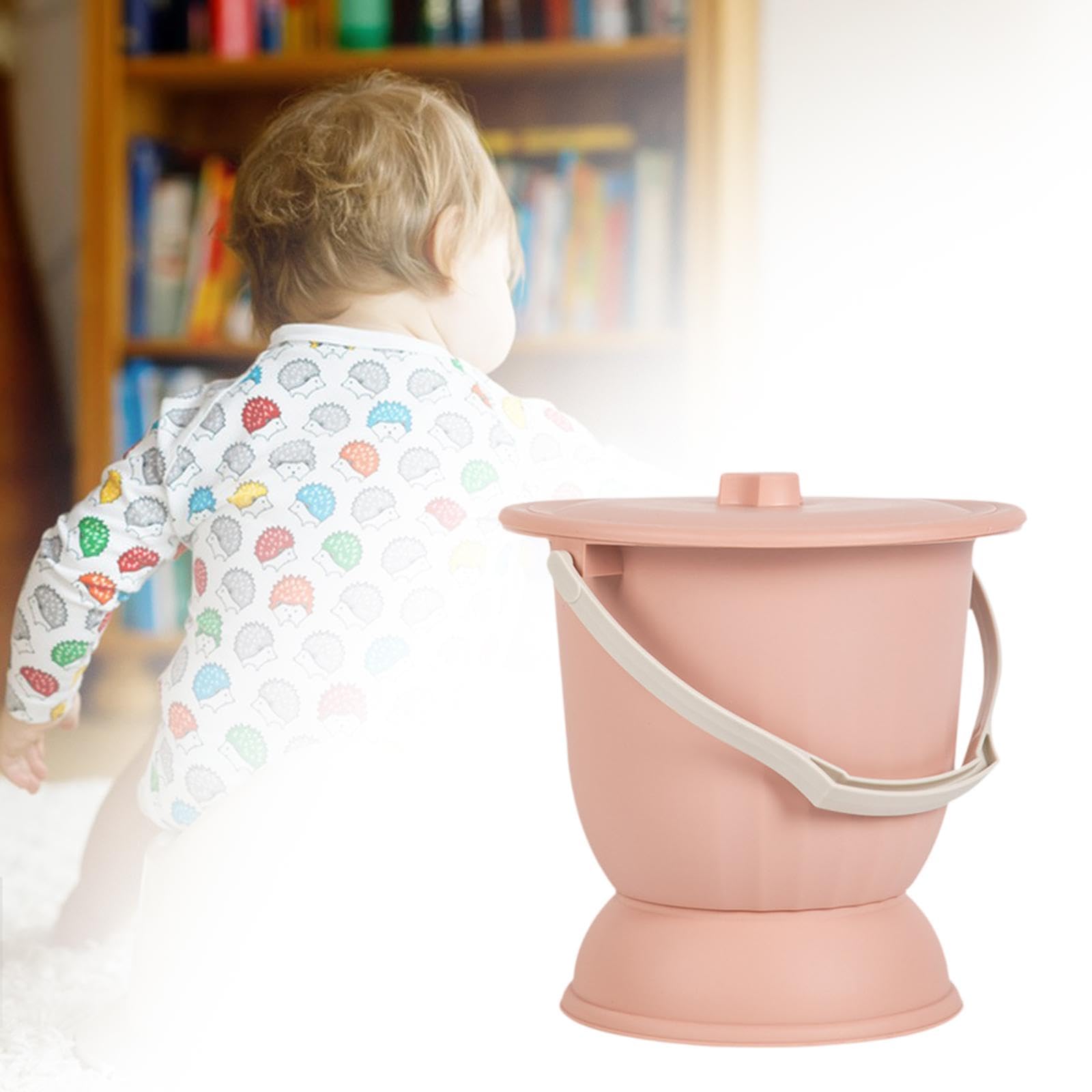 MagiDeal Vaso sputacchiera orinatoio con coperchio addensato vaso da notte per la casa vasino secchio per bambini donna camera da letto casa interna, Rosa