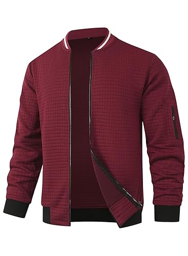 HOOD CREW Men’s Lightweight Casual Jackets Varsity Bomber Jacket Coat