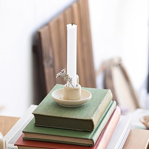 Miniatura 4 de Tofficu 2 portavelas cónico de cerámica con asa, portavelas cónico de estilo nórdico, candelabro para bodas, Navidad, decoración de mesa del hogar