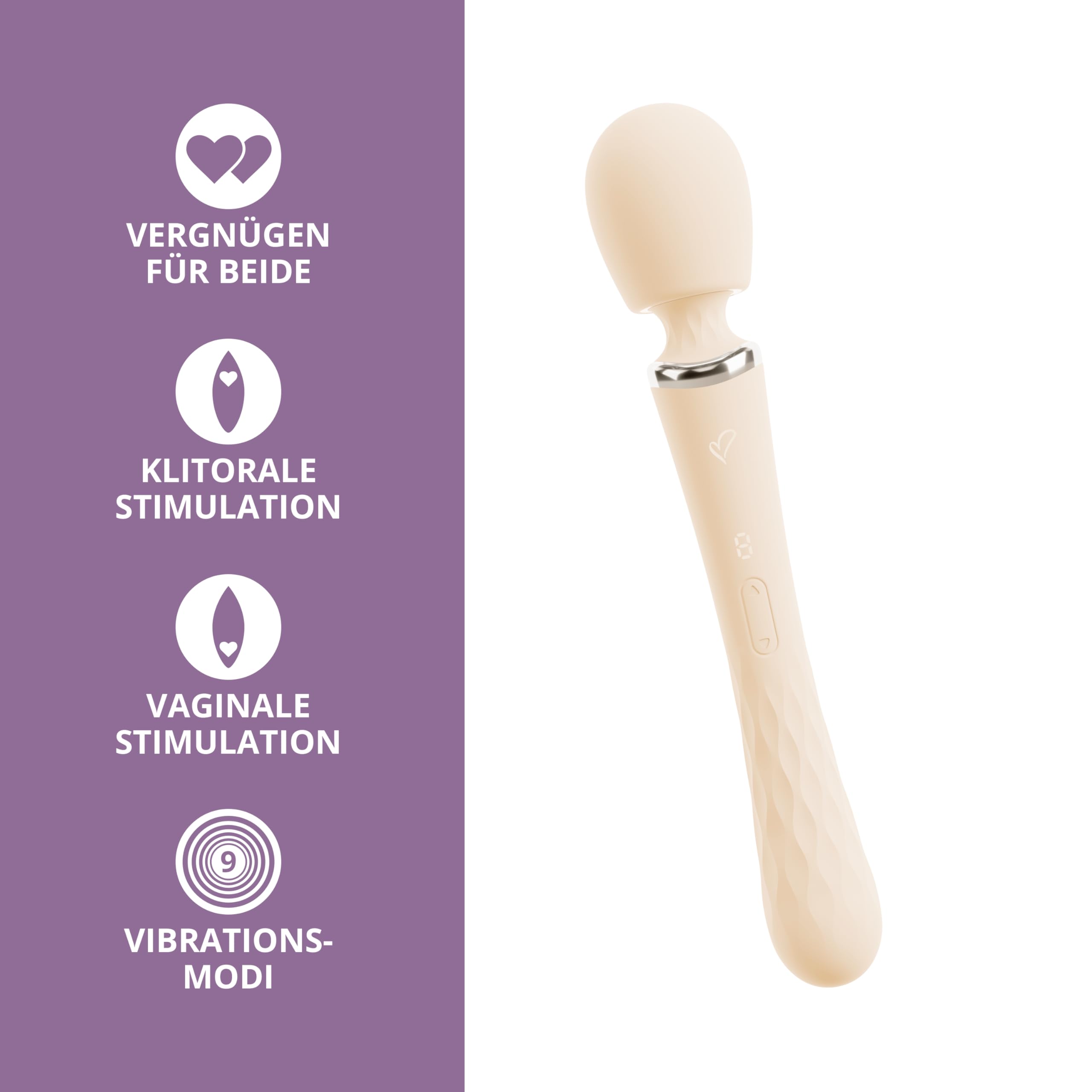 TAVIRO Big Wand Massager Vibrator beidseitig | Massagestab Klitoris-Stimulator | 9 Vibrationsmodi | Silikon wasserdicht wiederaufladbar USB-C | 31,7 cm