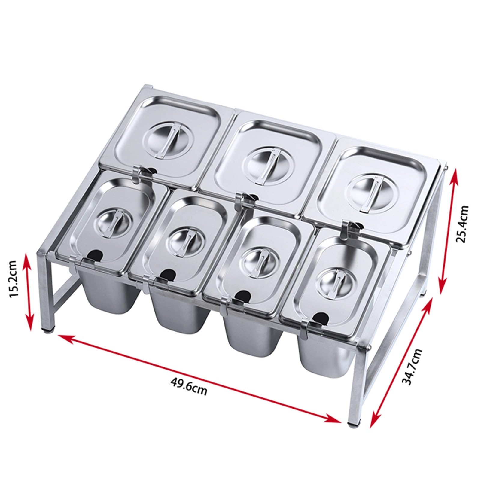 Estante organizador de especias expandible, estante organizador de acero inoxidable para condimentos comerciales para bufés de cocina, dispensador de alimentos para condimentos, salsas, ensaladas