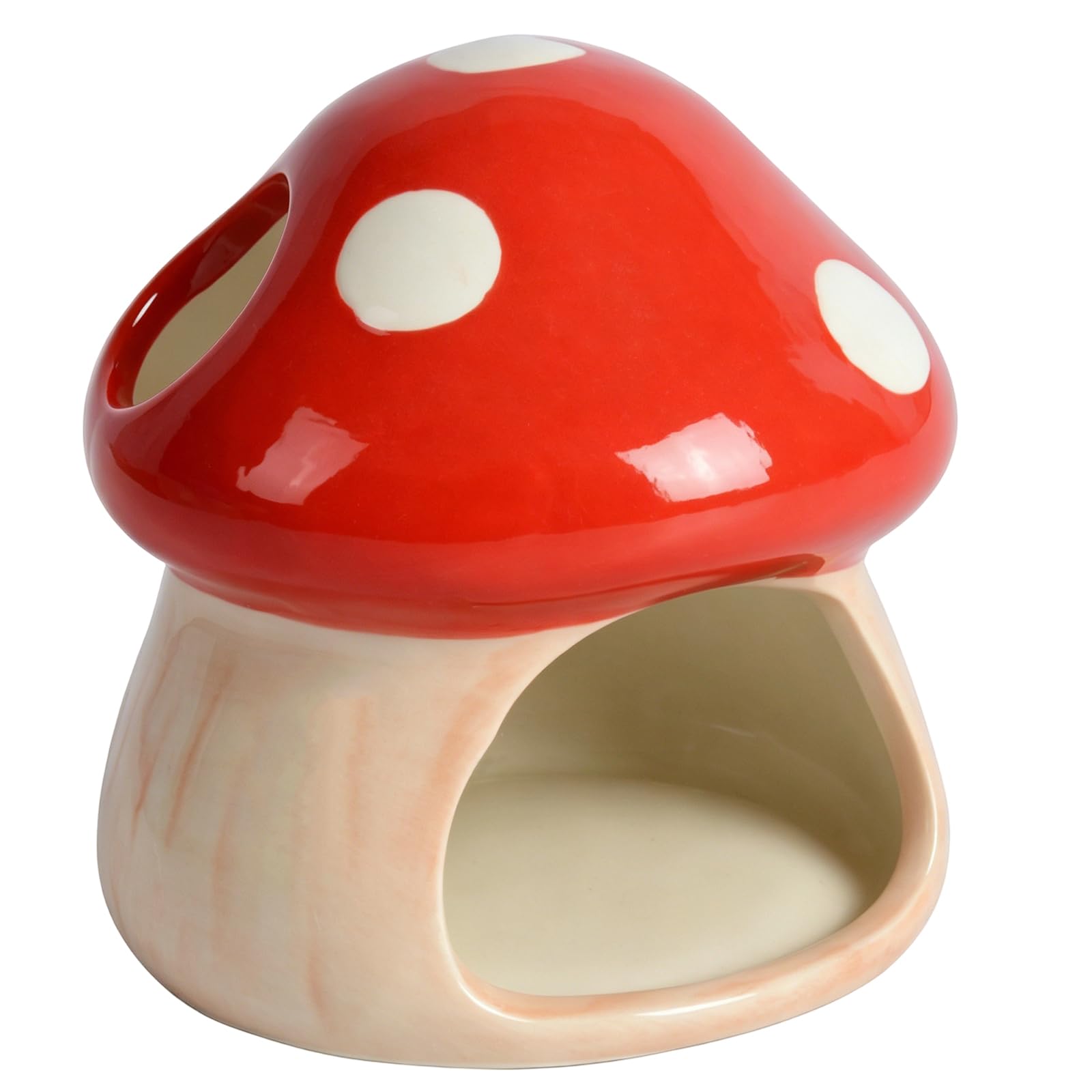 PENCK Cute Aquarium Mushroom House Betta Fish Tank Accessory Decor Mini Ceramic Fish Hideout Shrimp Cave Ornament (Red) — image 1