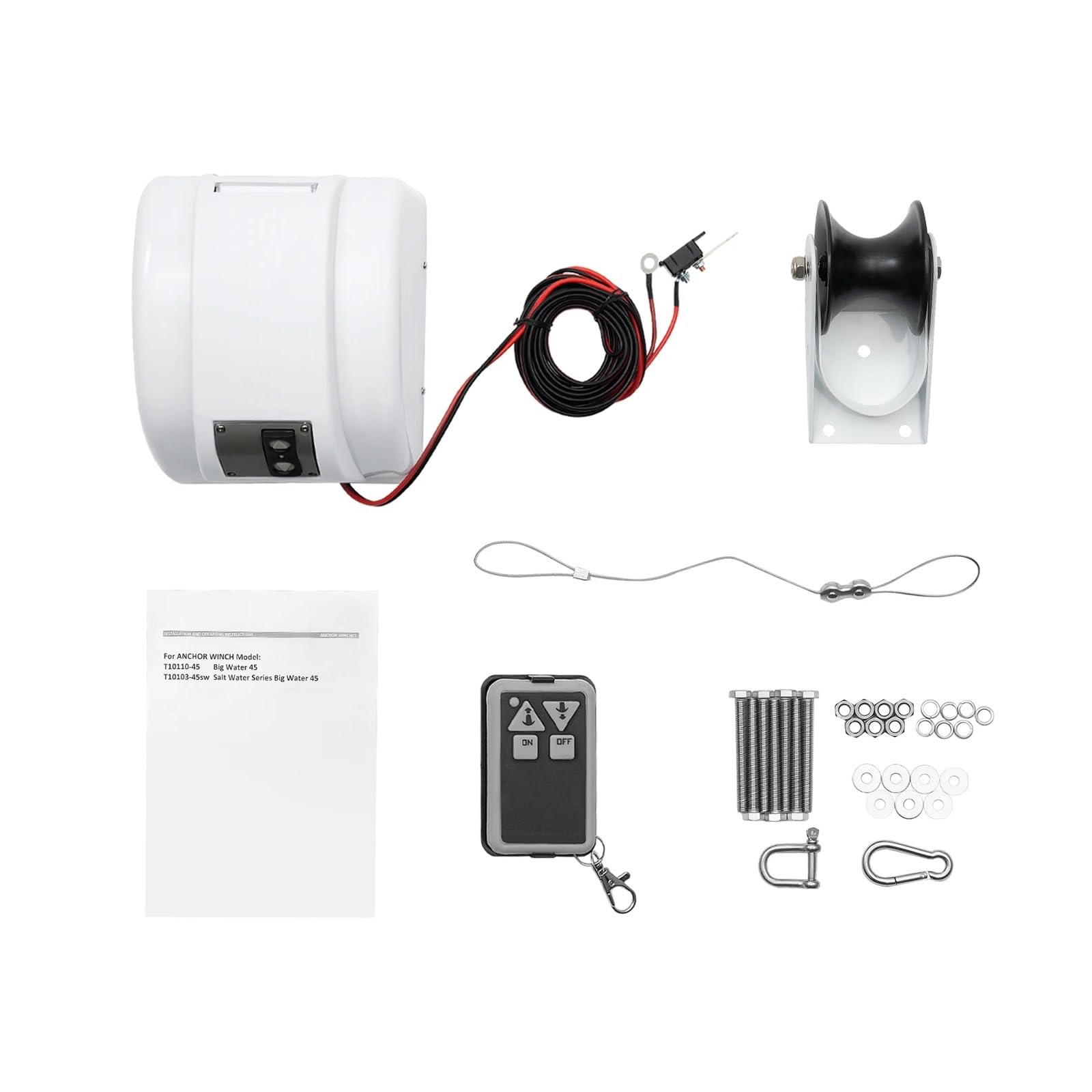 Verricello Elettrico for Ancora da Barca da 12 V e 45 libbre con Telecomando Wireless for Acqua salata