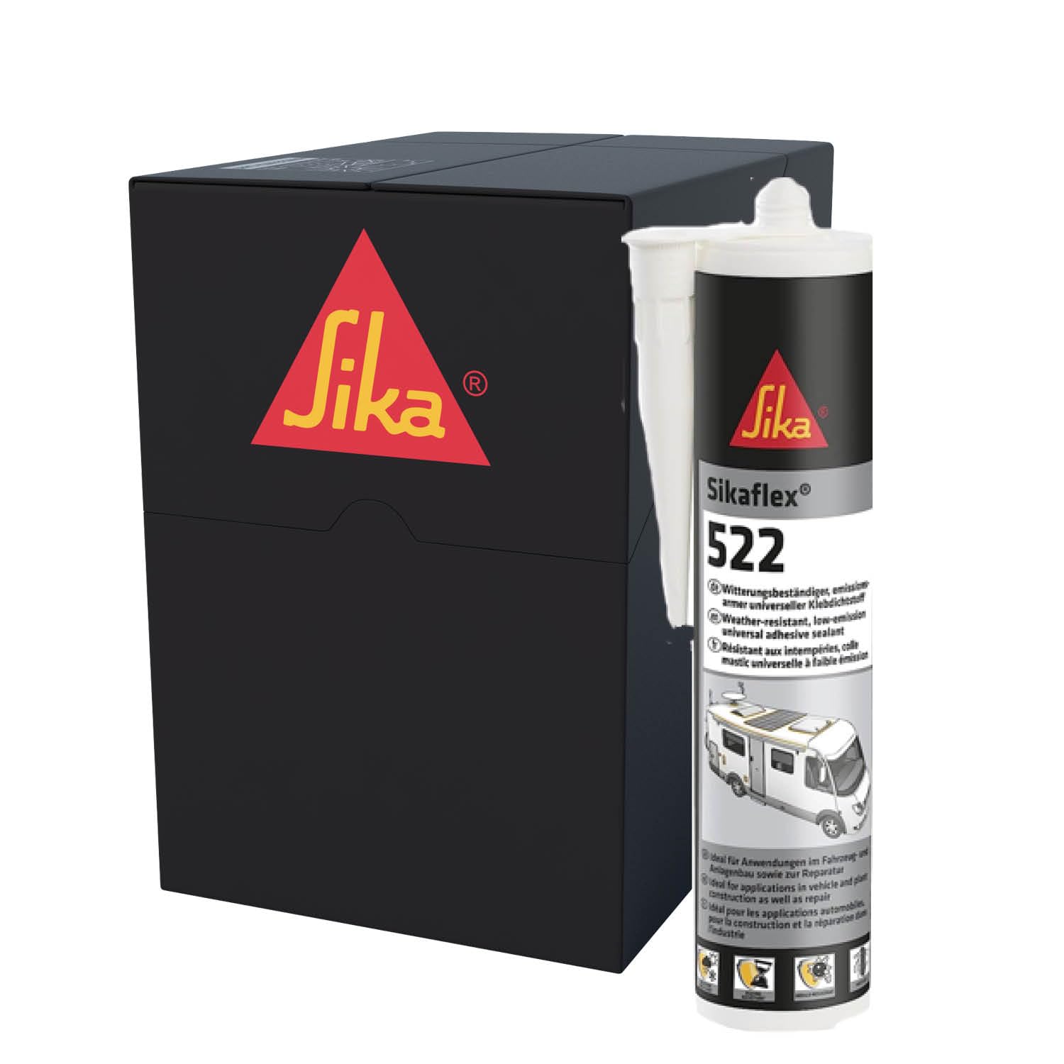 SIKA - Mastic-colle caravane - Sikaflex 522 - Blanc - Carton 12x300ml | Jointoiement de caravanes et camping-cars - Mutli-usages - Résistant aux UV - Intérieur et extérieur