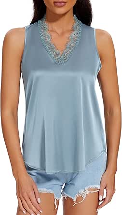 Women's Silk/Cotton Sleeveless Tank - Fjord Blue main image 1