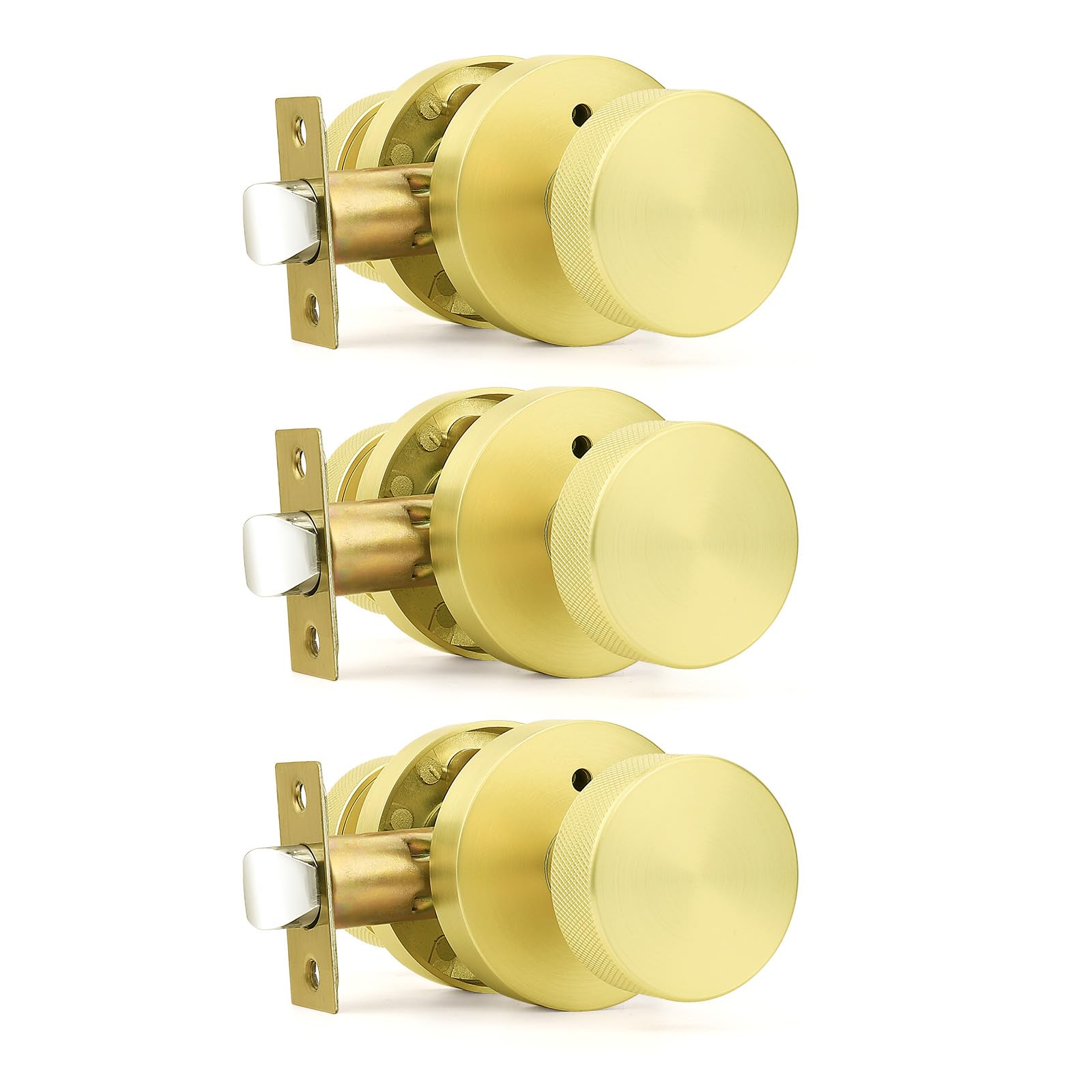 Brushed Nickel Privacy Door Knobs - 6 Pack -16