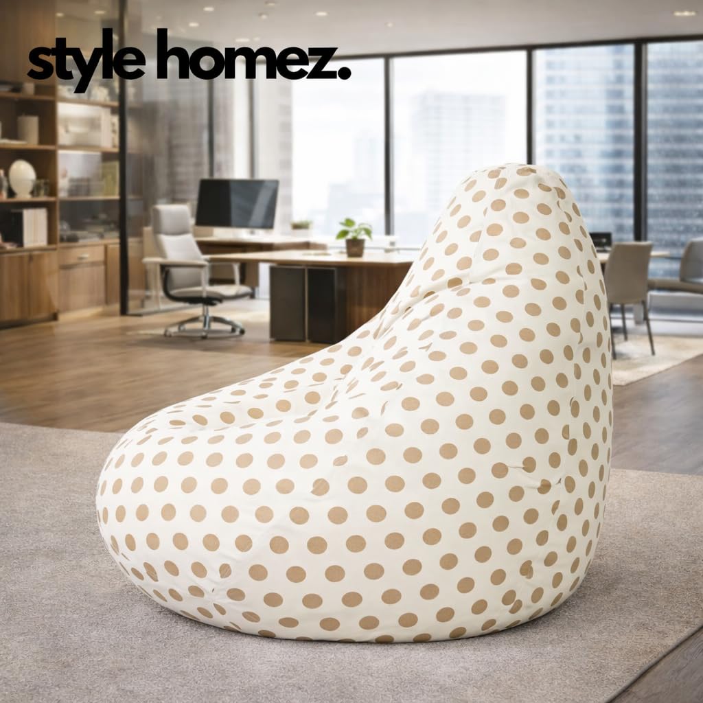 Style Homez Classic Cotton Canvas Polka Dots Printed Bean Bag XXXL Size Cover Only 2