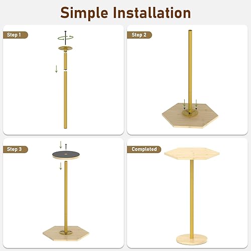 Miniatura 8 de Mesa pequeña para bebidas, mesas de cóctel, mesa auxiliar con pedestal para espacios pequeños en sala de estar, dormitorio, esquina, madera