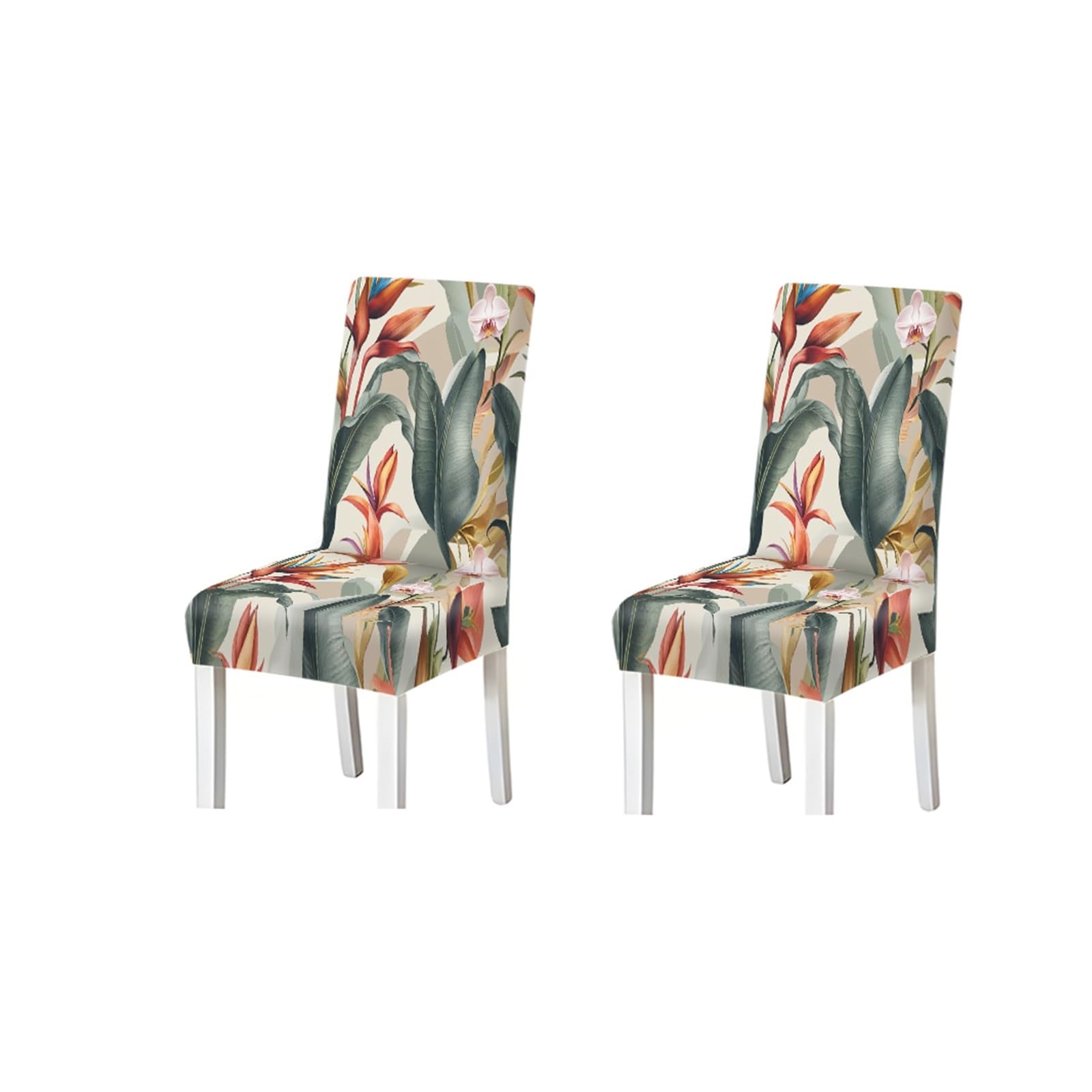 KXUAUV Vibrant Tropical Bird Of Paradise Orchid Print Stretch Dining Chair Covers, 2/4/6 PCS For Home Kitchen Party Seat Protectors for Restaurant Hotel Party(2PCS Chair cover)