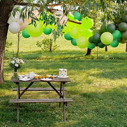 Image of Green and White Balloons, 70-pack Green Balloons for Birthday Jungle Party