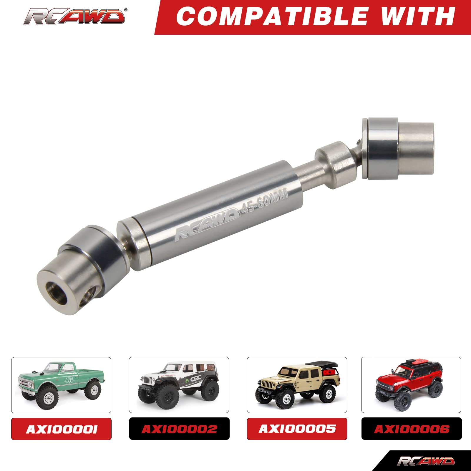 SUNGOOYUE - Eje De Transmisión Central RC 50-70 Mm Ajustable, Para Coche AXIAL SCX24 1/24, Acero, Pieza De Mejora De Rendimiento