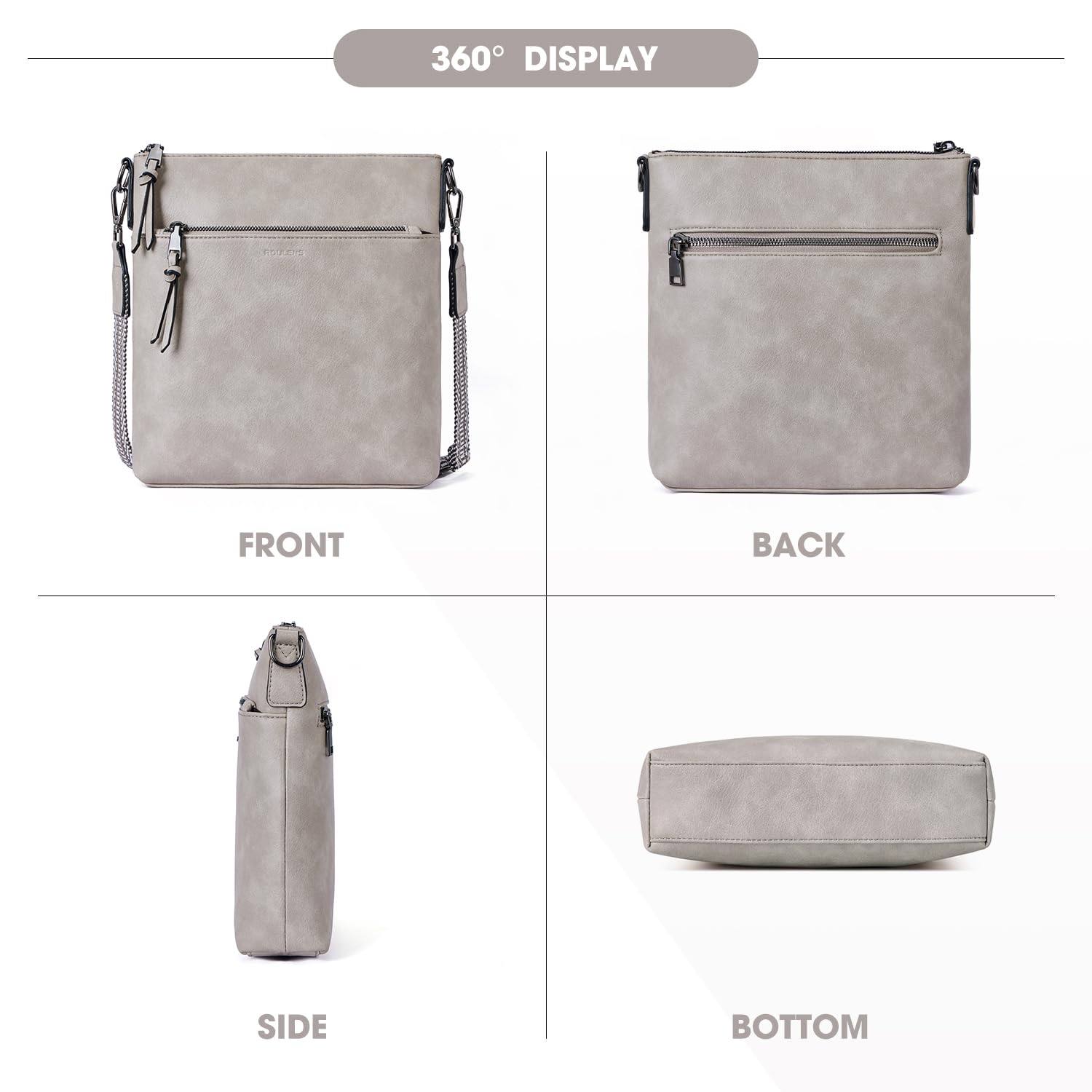 Roulens Mittel Damen Umhängetaschen, Leicht Damen Schultertasche aus Veganes Leder, Crossbody Bags für Frauen mit Verstellbar Abnehmbar Breiter Gurt