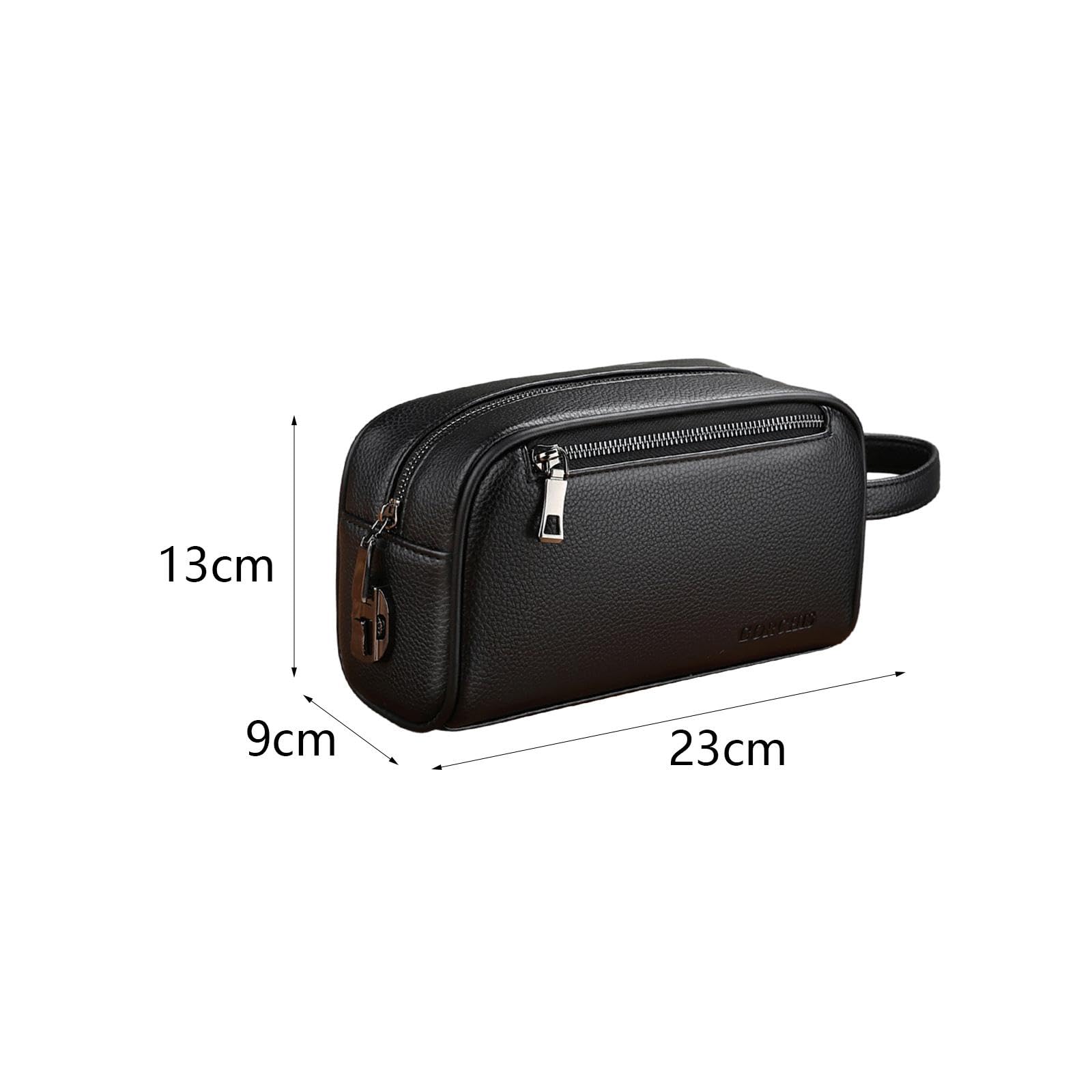 rockible Sac à Main pour Hommes Portefeuille Grande capacité avec dragonne Organisateur Pochette pour Hommes, Noir avec Serrure