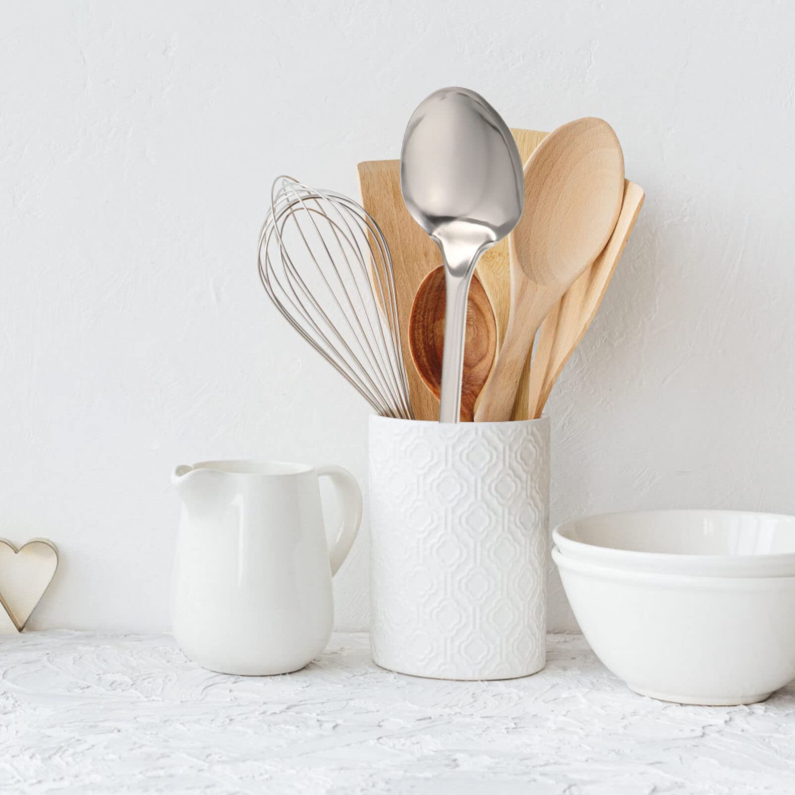 1 ensemble d'ustensiles de cuisine en acier inoxydable, spatules de cuisine, cuillères à soupe, ustensiles de service en acier inoxydable, ensemble de couverts antiadhésifs, ustensiles de