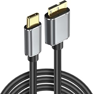 USB C Hard Drive Cable, USB Type-C to Micro B Adapter Cable, USB-C to Micro USB 3.0 Converter Cord for External SSD HDD WD Element, Toshiba Canvio, Seagate Expansion/Backup Plus, LaCie Rugged (1m)