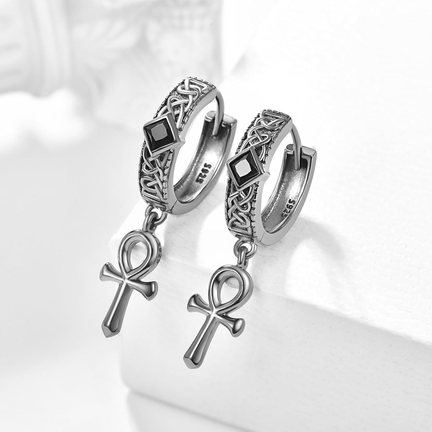 Celtic Dangle Earrings 925 Sterling silver Celtic Knot Hoop Earrings Celtic Jewelry Gifts for Men Women