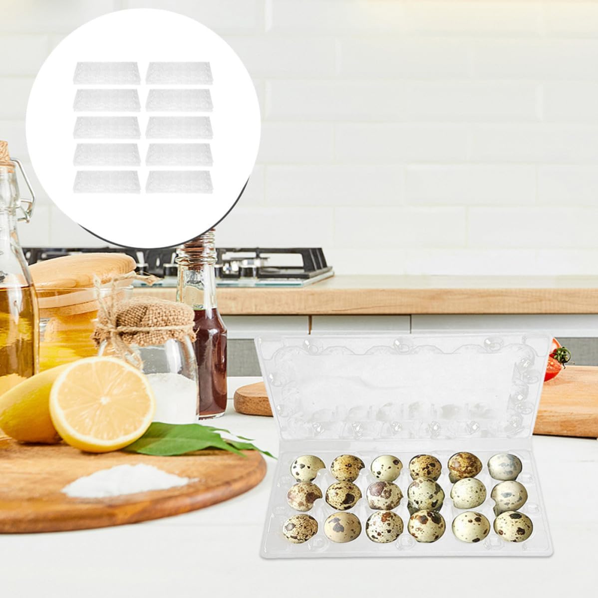 40pcs Quail Egg Organizer 18 Hole PVC Tray with Cover for Small Eggs