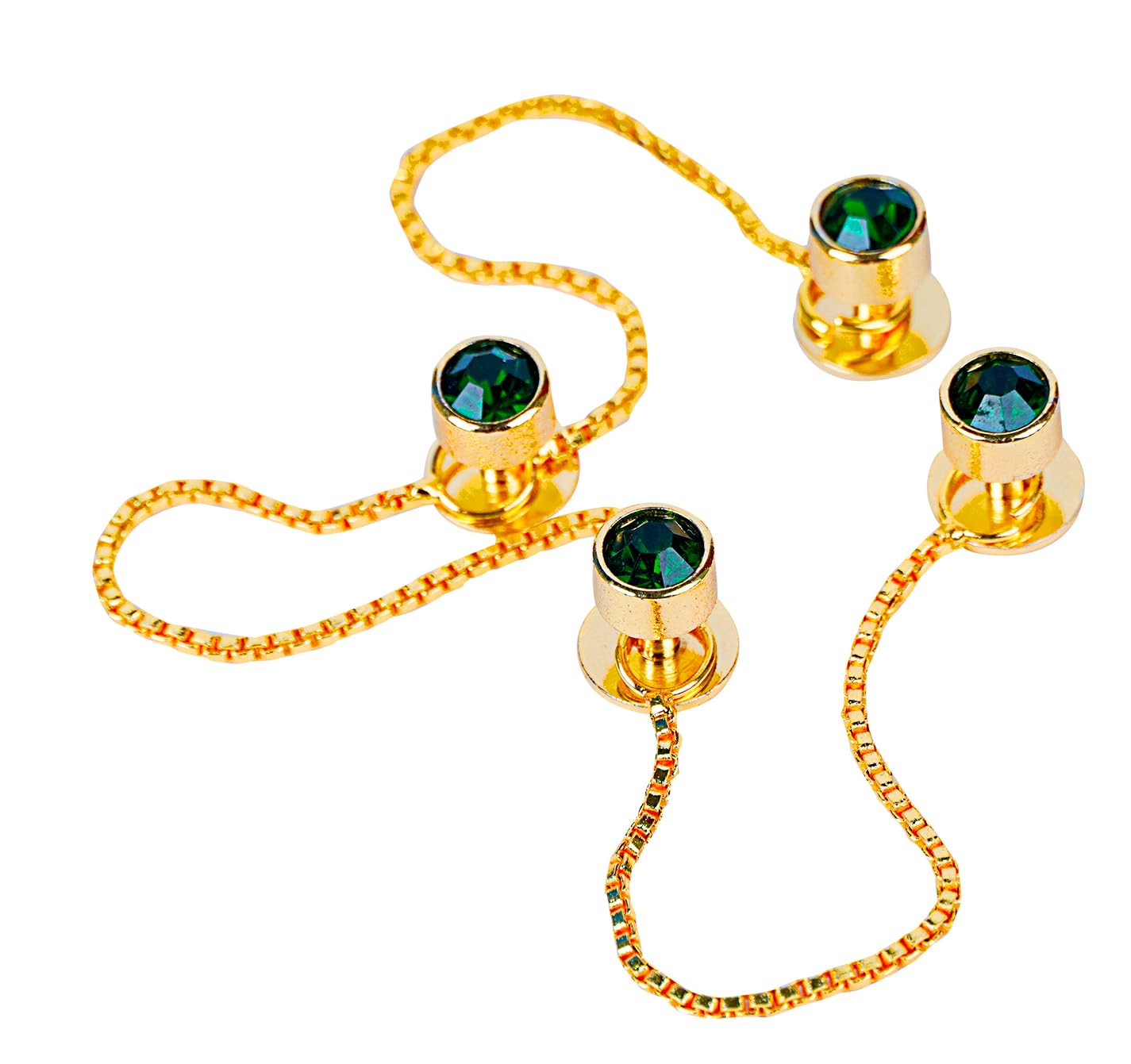 Epraiser Gold Plated Popup Disco Emerald Green Gemstone Fancy Designer Ethnic Kurta Buttons for Men-picture-13